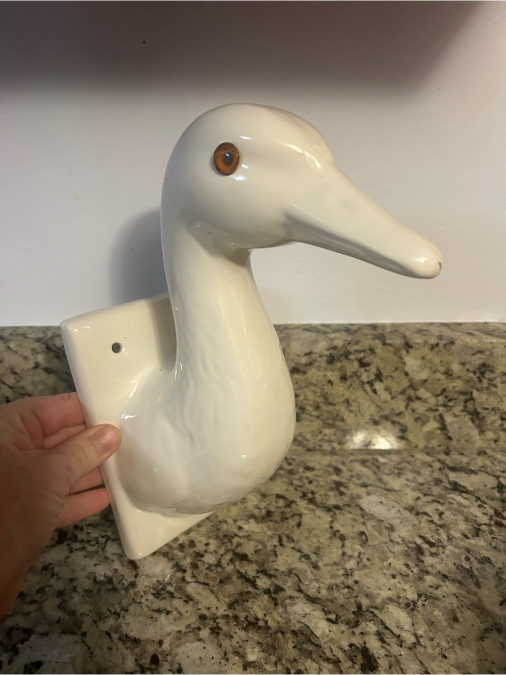 Vintage Glazed Ceramic Goose Head Wall Mount